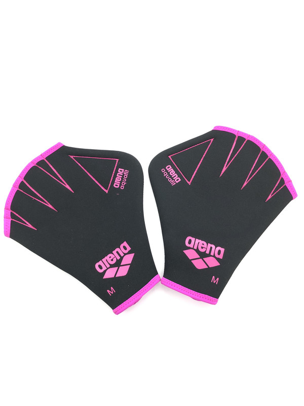 Arena Unisex Schwimmhandschuhe Aquafit 2 Handschuhe Schwarz/Rosa M - Picture 1 of 5