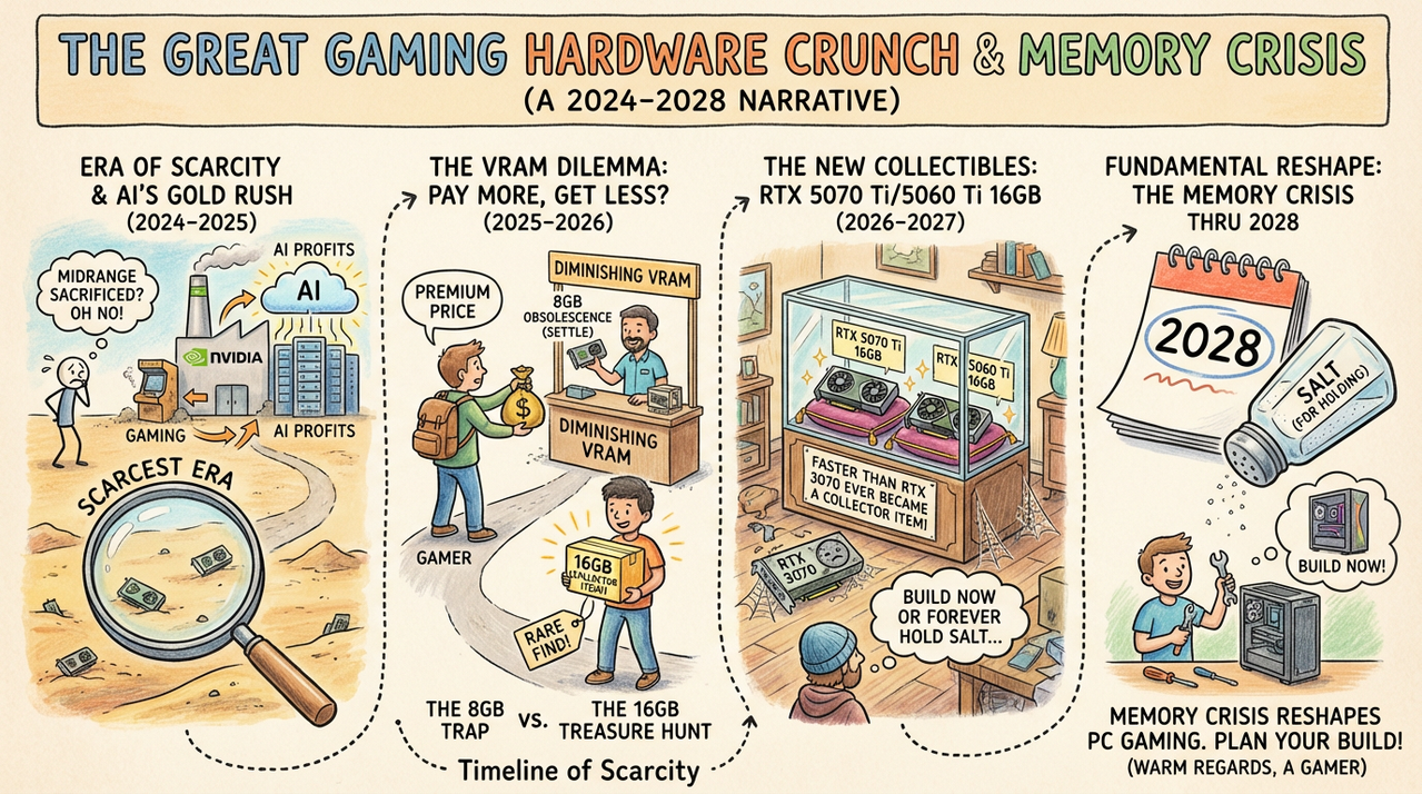 RTX 5070 Ti & 5060 Ti 16GB Reportedly Discontinued: Memory Crisis Hits Nvidia Midrange Hard 1 Gaming PC tower with RGB graphics card glow