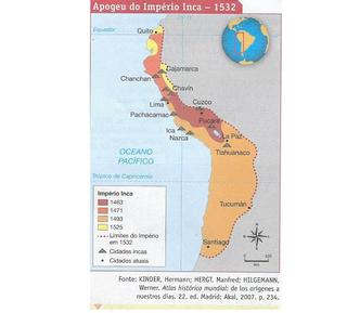 Mapa do Império Inca nos Andes