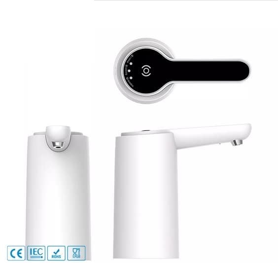 Dispensador de agua eléctrico recargable, mostrando su diseño compacto y materiales de calidad.