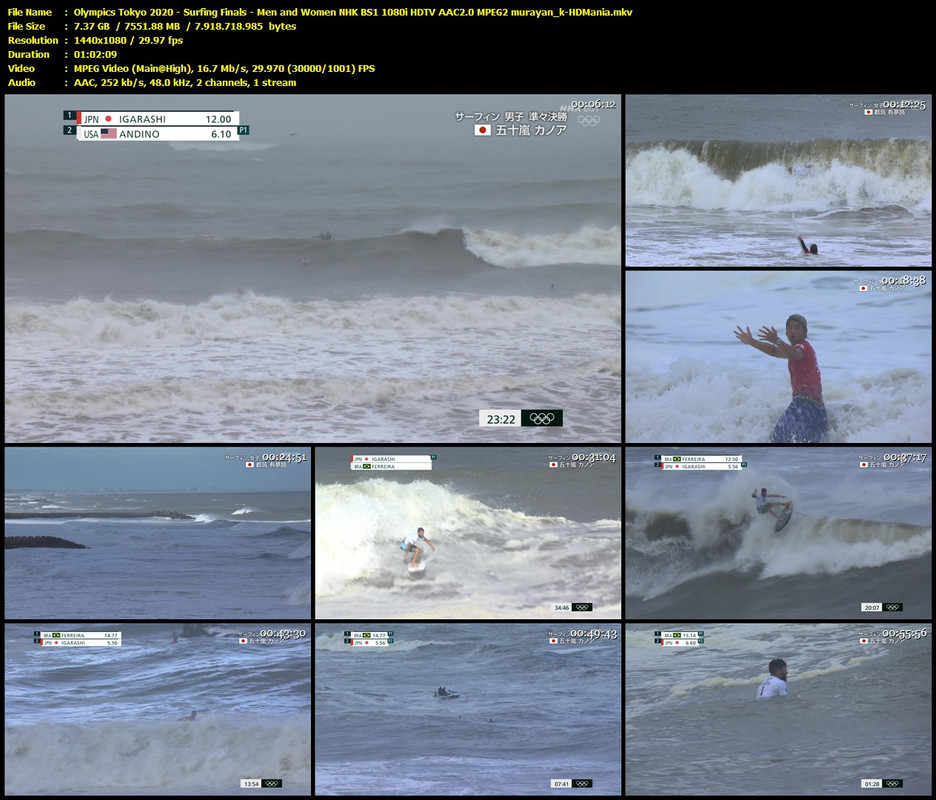 Hdtv Olympics Tokyo Surfing Finals Men And Women Nhk Bs1 1080i Hdtv c2 0 Mpeg2 Murayan K Hdmania Sharemania Us