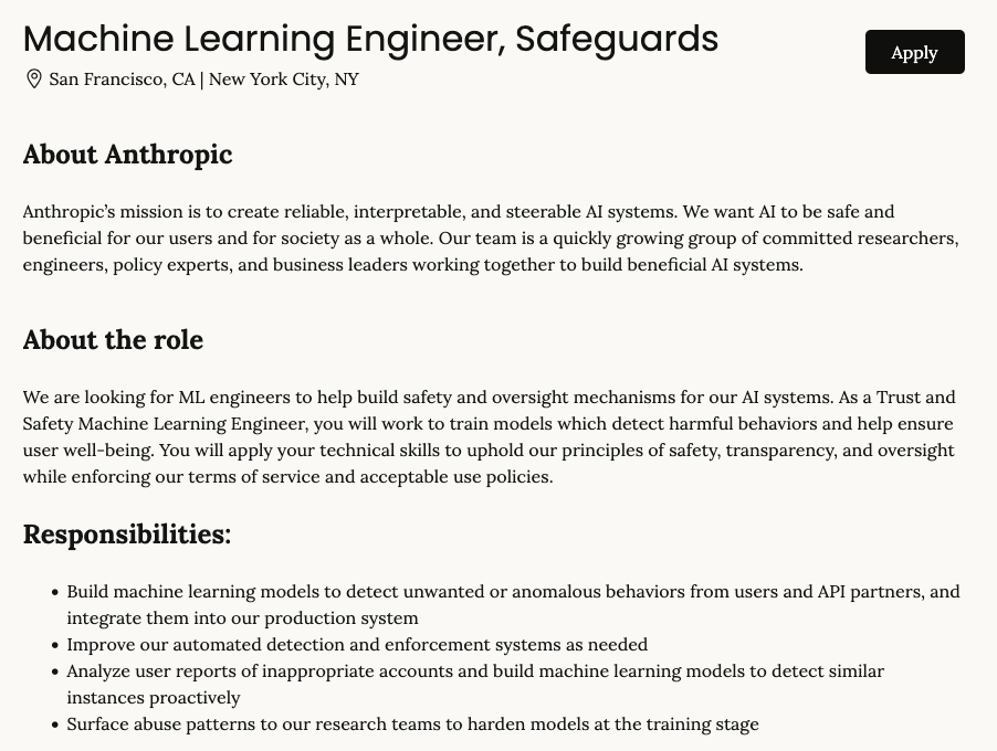 Machine Learning Engineer Job Description