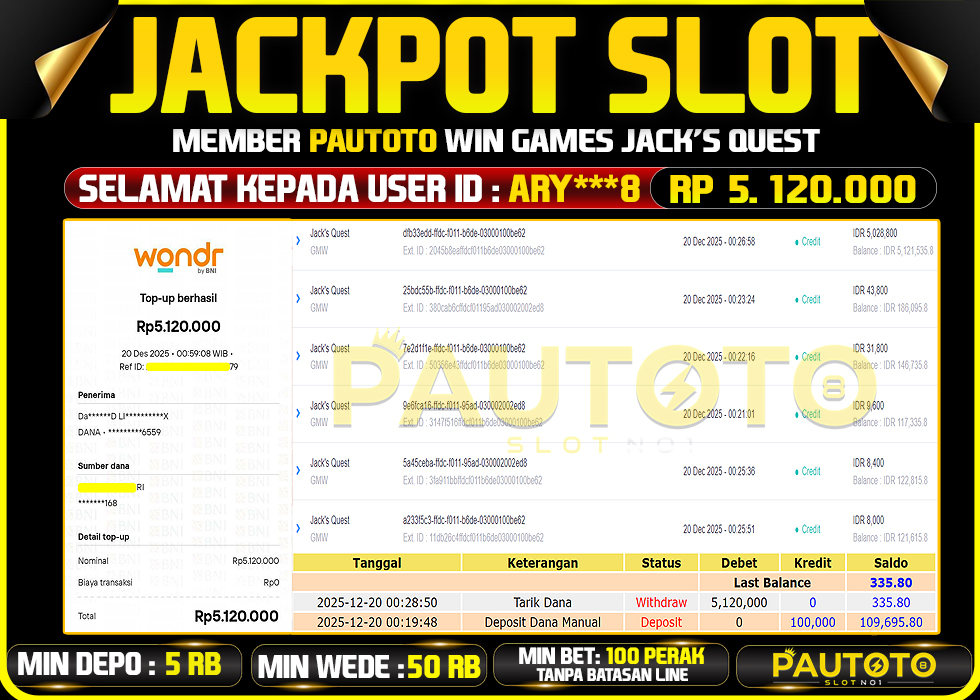 BUKTI JACKPOT LUNAS PAUTOTO