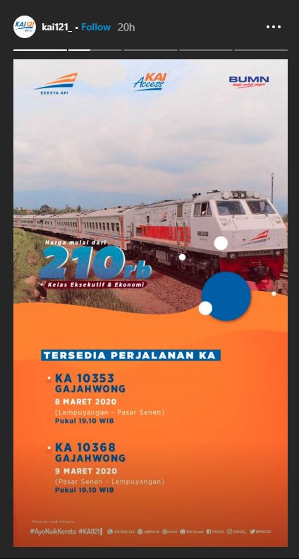 Jadwal KA Gajahwong Maret 2020.