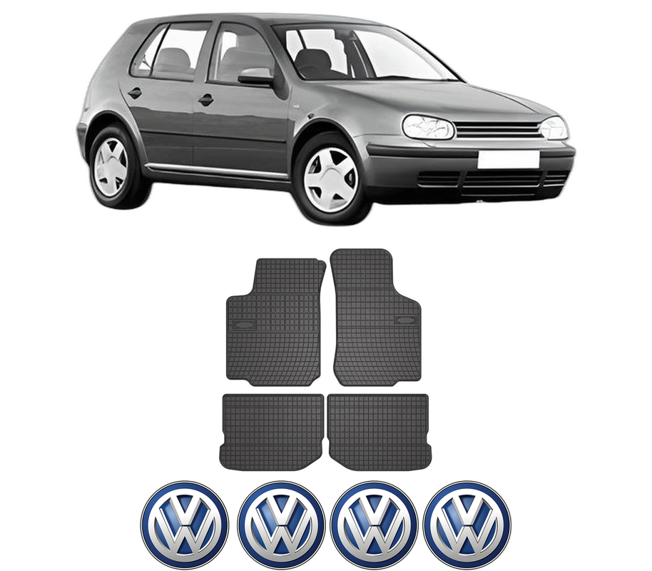 Set covorase presuri Volkswagen GOLF IV (1J1) din 1997-2005, auto, din cauciuc thermoplastic, 4 Stickere auto cu Volkswagen