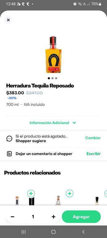 Rappi Tequila reposado herradura 
