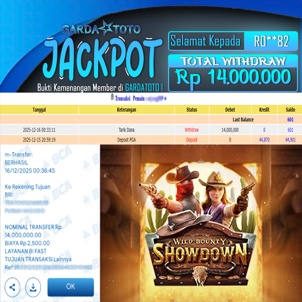 JACKPOT DI PERMAINAN  SLOT PG SOFT WILD BOUNTY SHOWDOWN Rp 14.000.000,- DIBAYAR LUNAS GARDATOTO MANTAP !