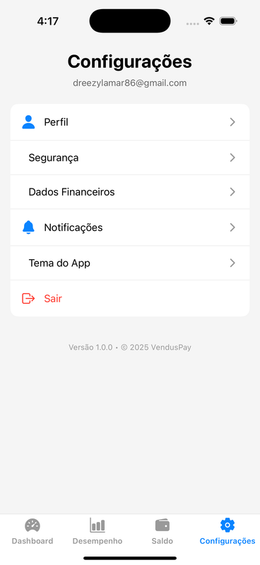 Tela do App VendusPay