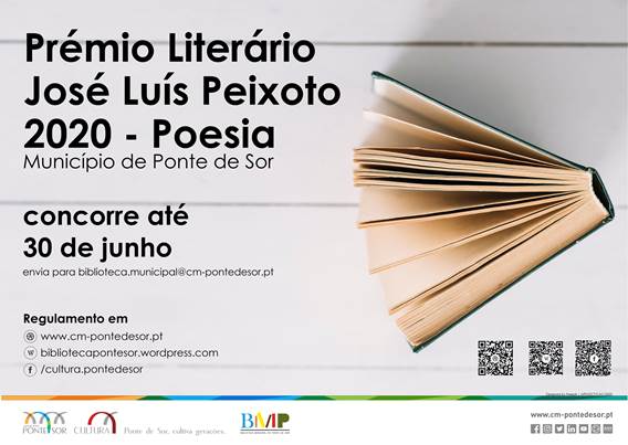 PONTE DE SOR: DECORREM AS INSCRIÇÕES PARA O PRÉMIO LITERÁRIO JOSÉ LUÍS PEIXOTO 2020