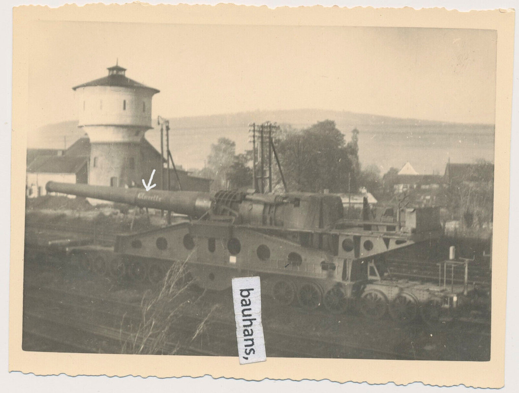 Foto Frankreich, Wehrmacht,schweres Eisenbahn-Geschütz mit Name 2.WK (3795a)