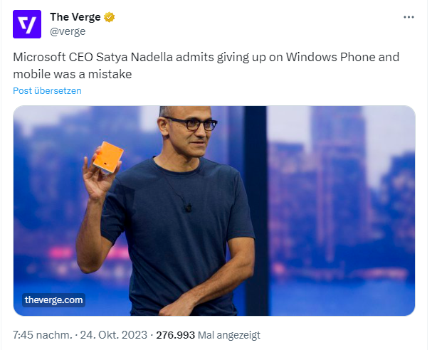 Satya Nadella zu Windows Phone