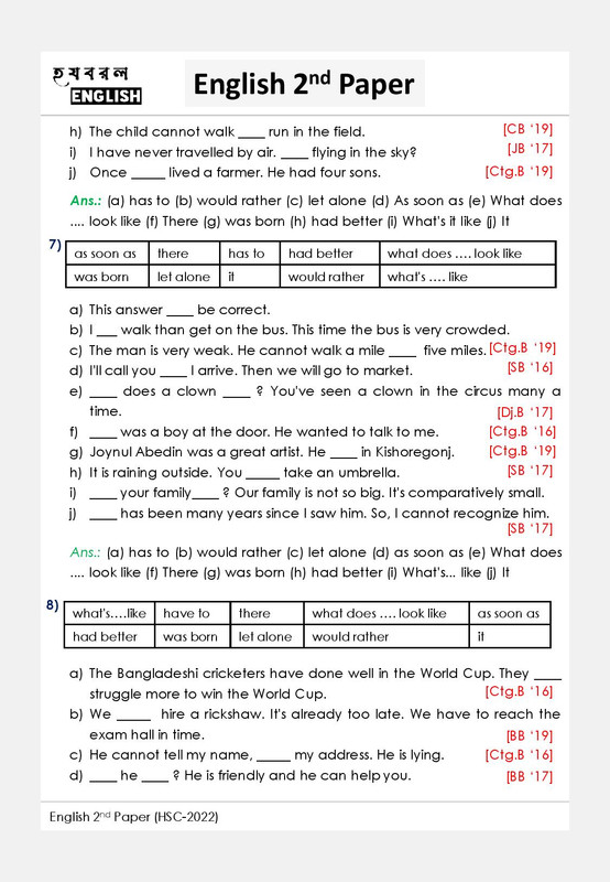 English 2nd Paper HSC 2022 Grammar Part page 011