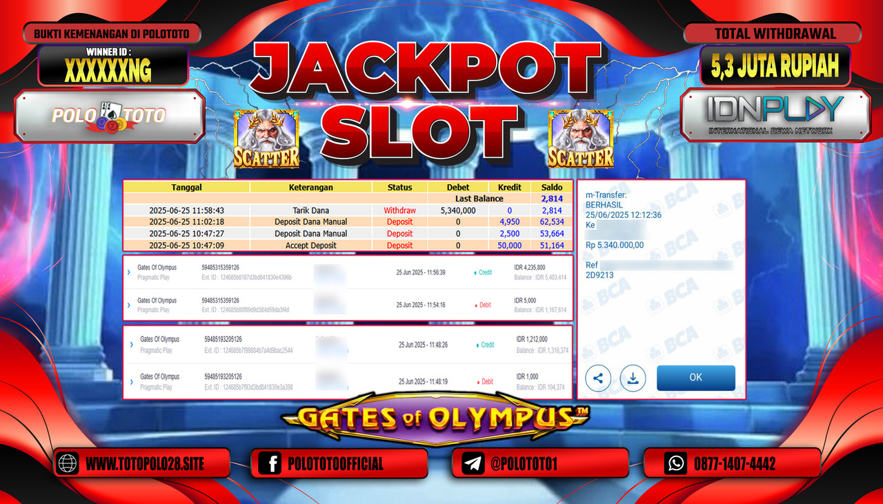 POLOTOTO JACKPOT SLOT GATES OF OLYMPUS Rp.5.300.000,- LUNAS