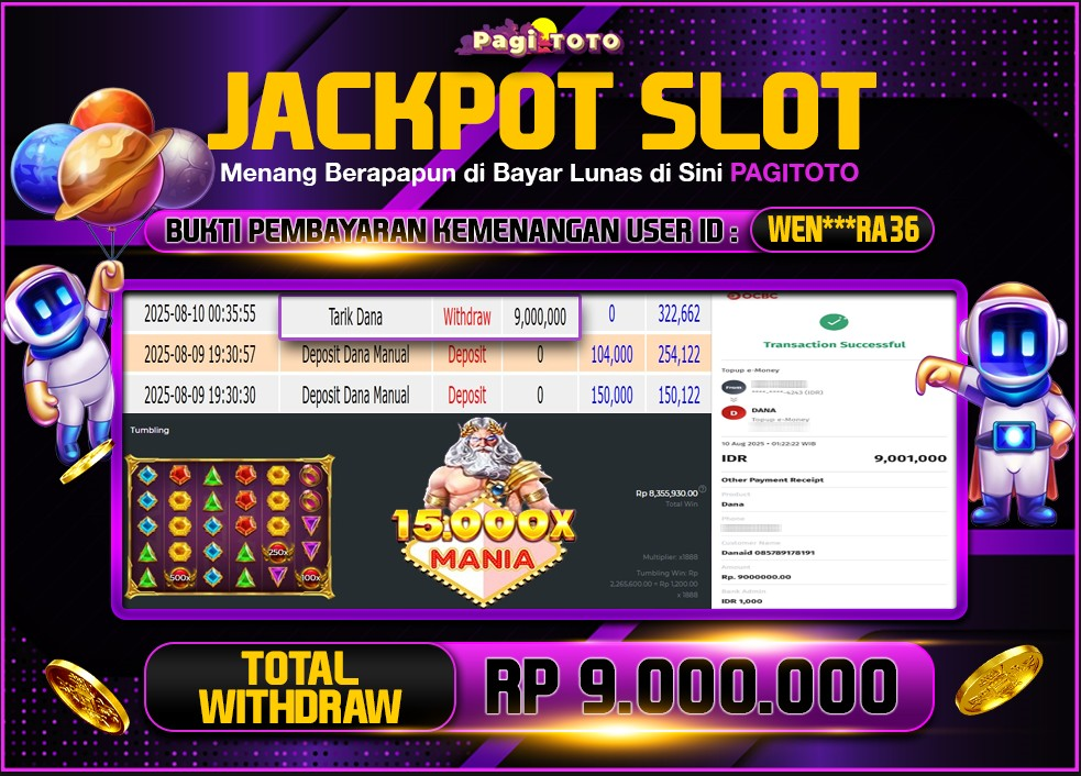 HAPPY JACKPOT MEMBER PAGITOTO SLOT 15.000X MANIA Rp 9.000.000-, - LUNAS