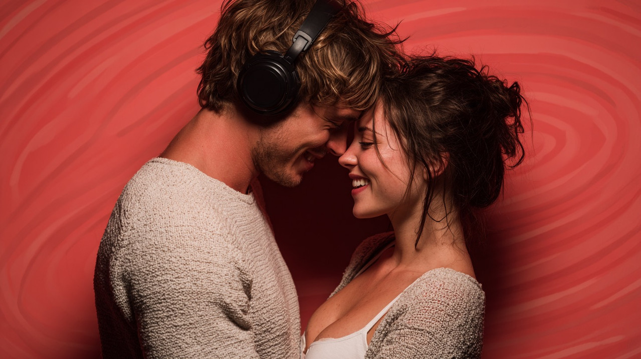 Персональная песня в подарок мужу на день рождения — мужчина слушает в наушниках