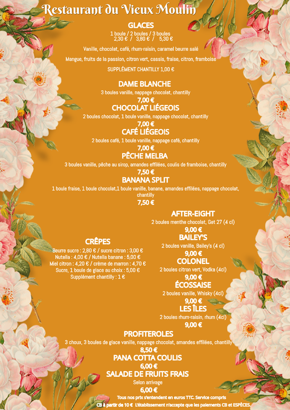 Carte des Desserts