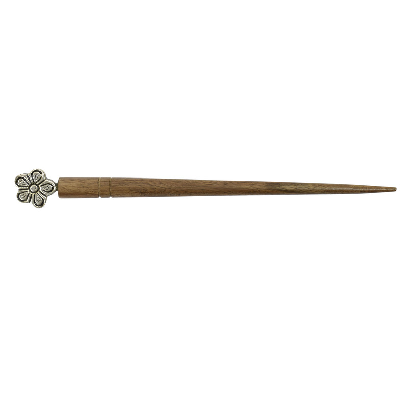Women Juda Hair Pin Wood & Metal Handmade Beautiful Design Traditional Stick Pin - Picture 32 of 40