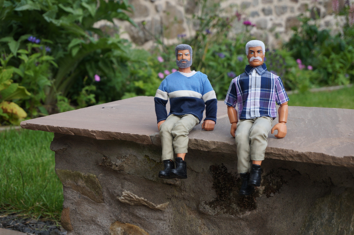 Two elderly friends relaxing outside in my godmothers back garden. 2993-D824-3447-46-F9-B717-F857-F5-F8-B78-D