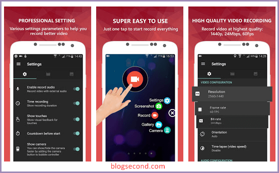 Gambaran dari Aplikasi AZ Screen Recorder di Android