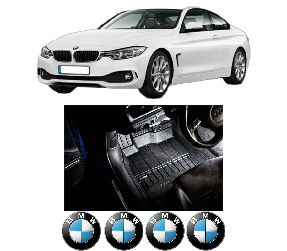 Set covorase presuri BMW Seria 4 Coupe (F32, F82) din 2013-2020, auto, din cauciuc thermoplastic, 4 Stickere auto cu BMW Seria