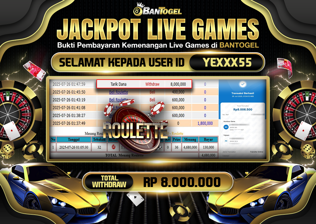 BUKTI JACKPOT LUNAS BANTOGEL