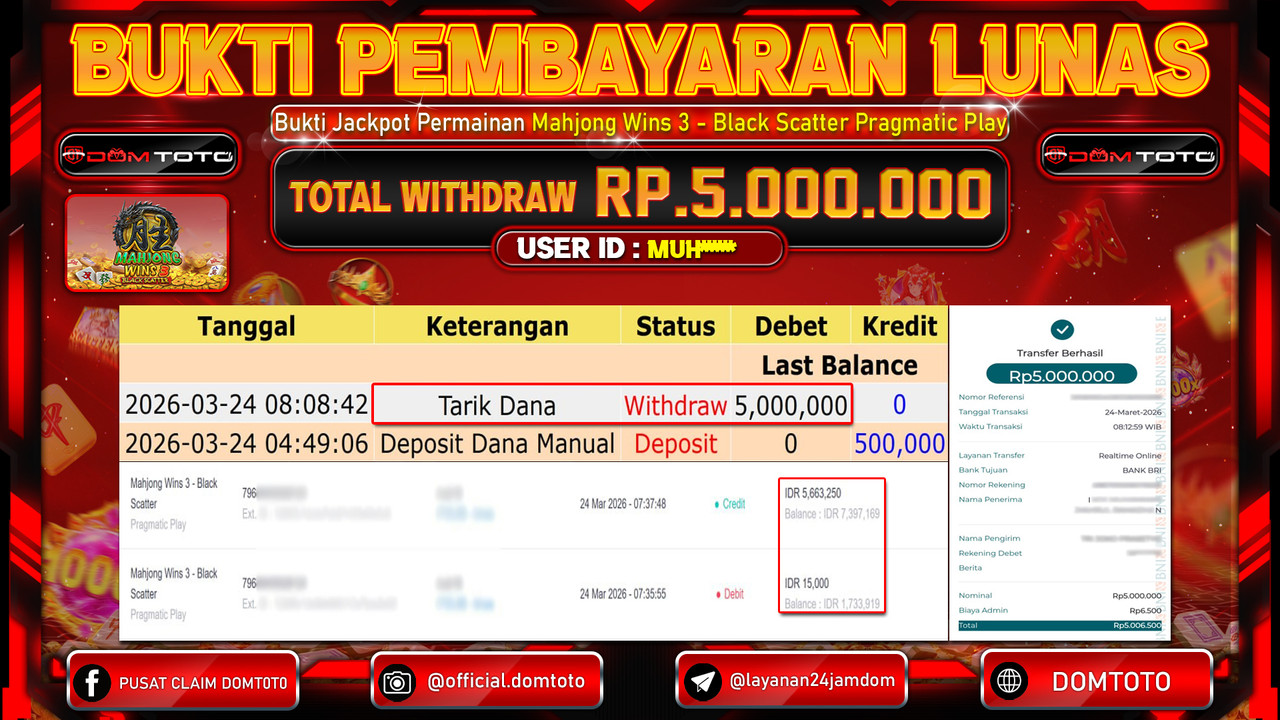 JACKPOT SLOT Mahjong Wins 3 - Black Scatter Pragmatic Play 24 MARET 2026