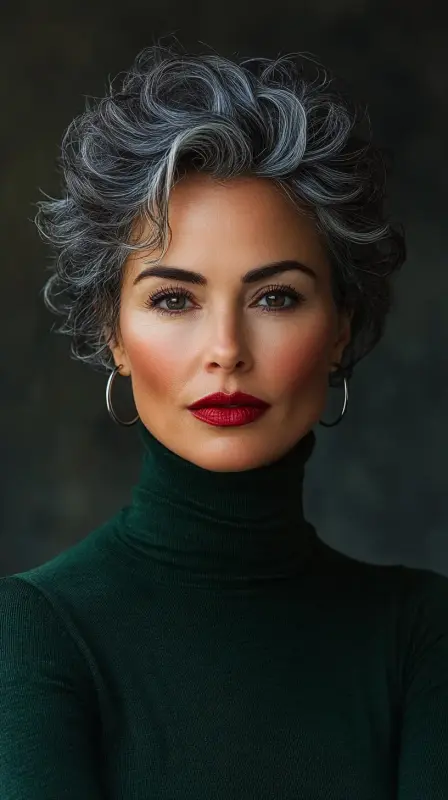 Silver Waves of Elegance - Hairstyles for Women Over 60 with Thin Hair
