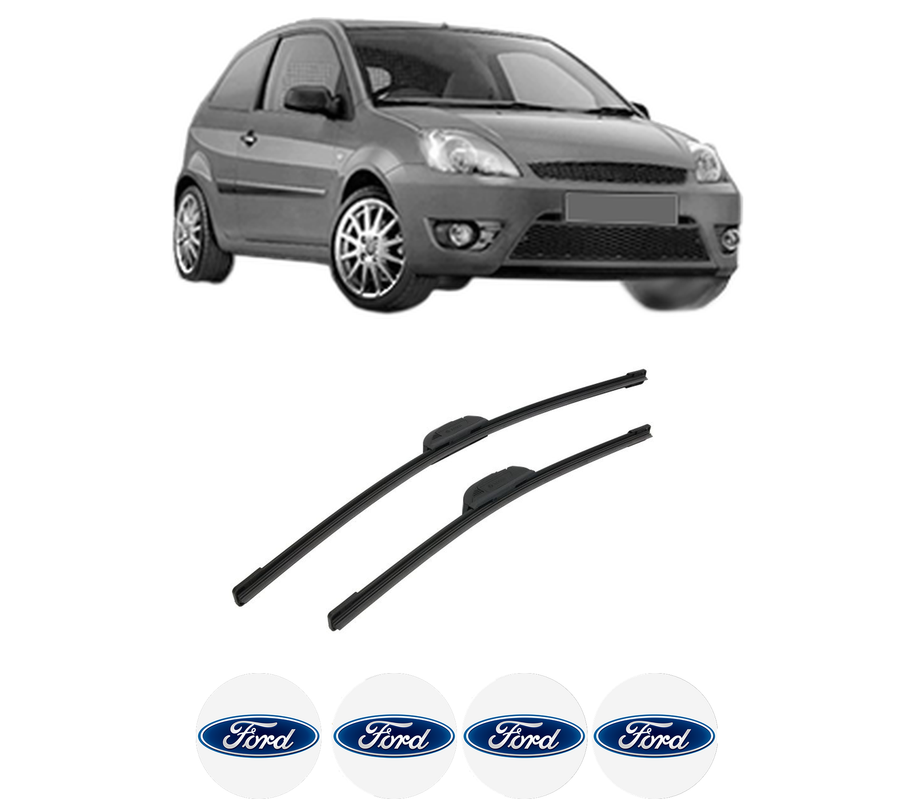 Set stergatoare auto FORD FIESTA V Van din 2002-2010, pentru parbriz auto, 2 bucati, Bosch Aerotwin Retrofit, din cauciuc siliconat rezistent, 4 Stickere Auto FORD