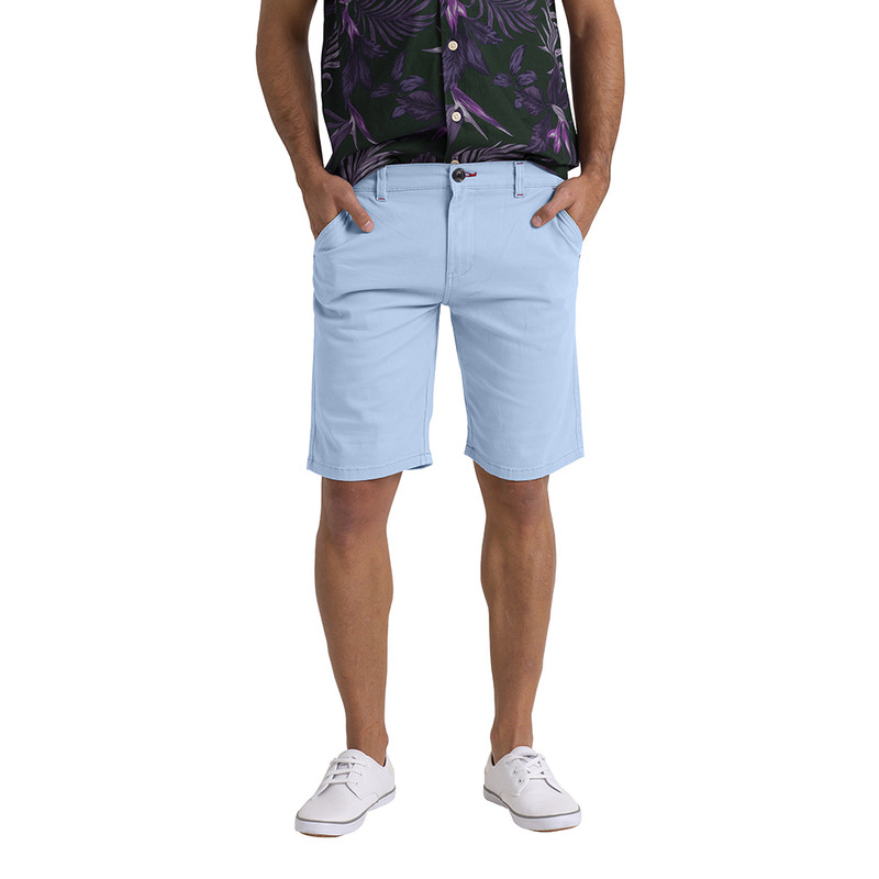 Mens Sky Blue Chino Shorts Stretch Cotton Slim Fit Casual
