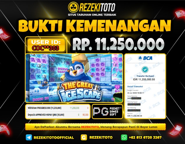 BUKTI KEMENANGAN 23 JULI 2025  THE GREAT ICESCAPE 11 JUTA  