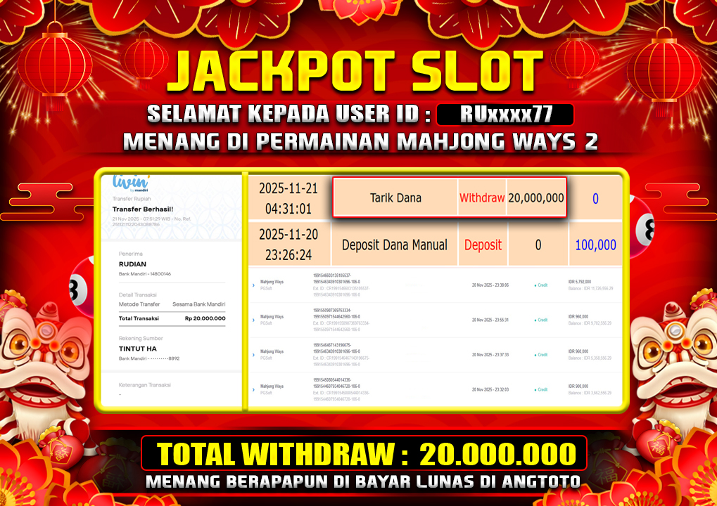 BUKTI JACKPOT LUNAS ANGTOTO