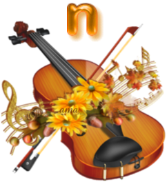 Violín con Flores Color Naranja  N