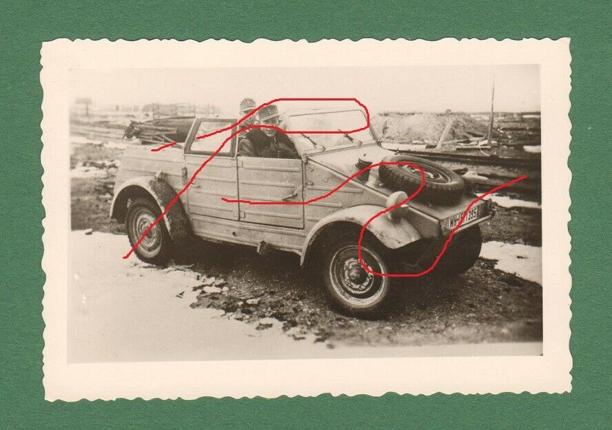 Foto WH Soldaten VW Kübel Kübelwagen Pionier Btl. 126 Pleskau 19