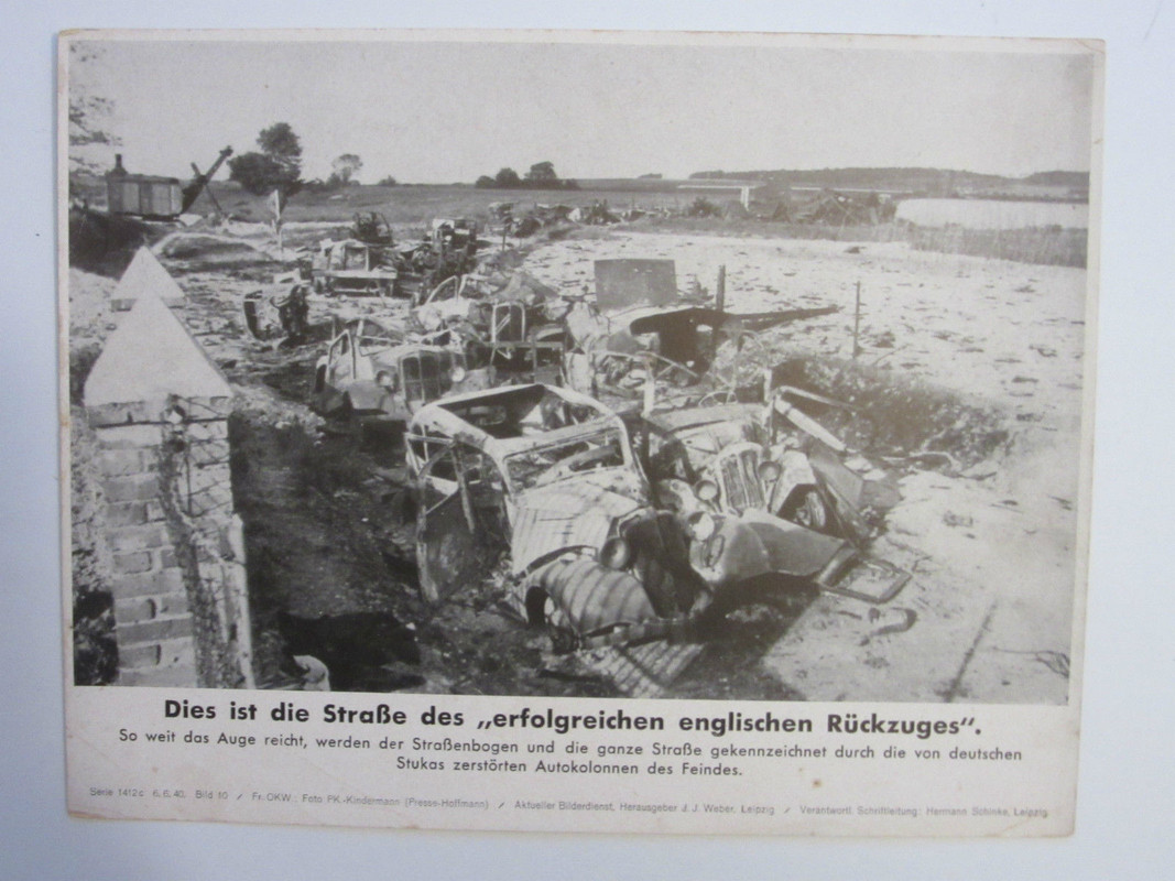 ENGLISCHER RÜCKZUG FRANKREICH STRAßE LKW PKW ZER