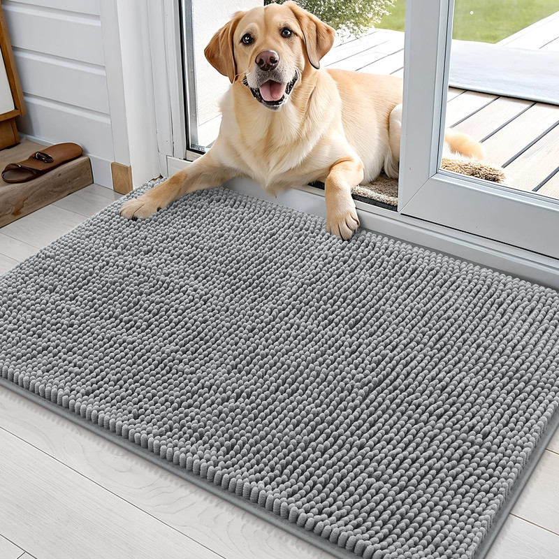OLANLY Dog Door Mat for Muddy Paws 36x24 Grey