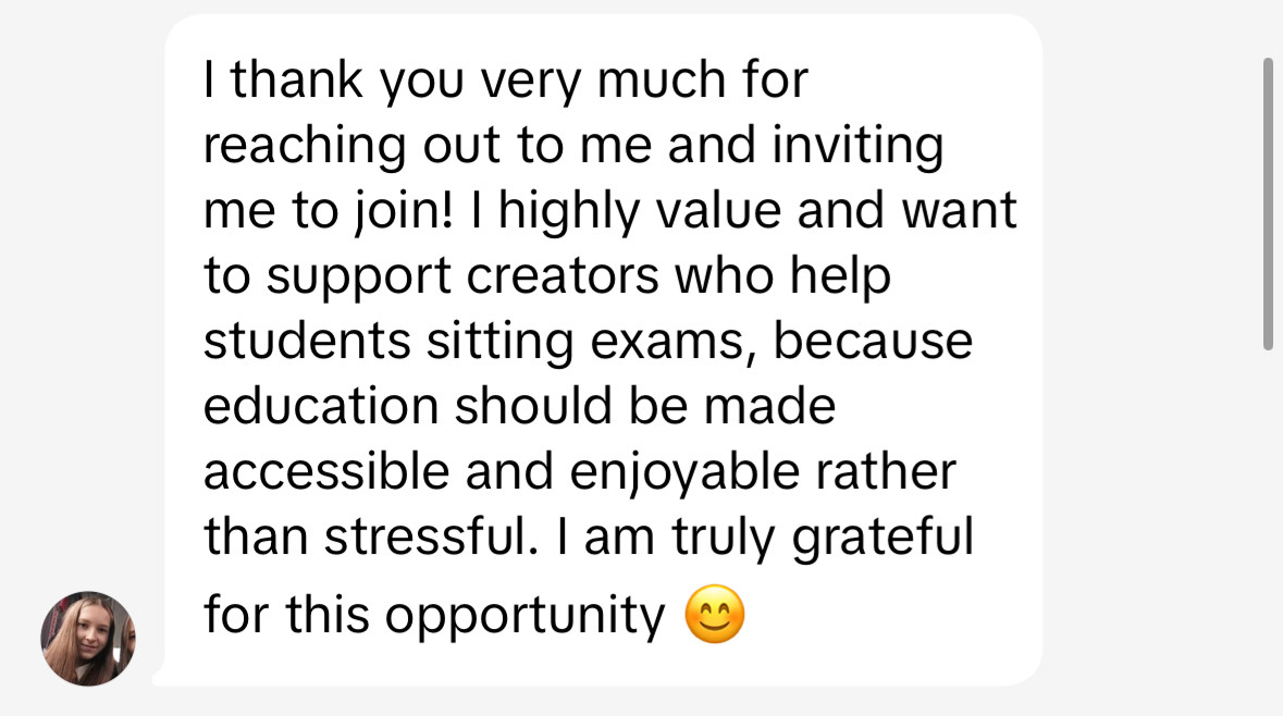 Student testimonial