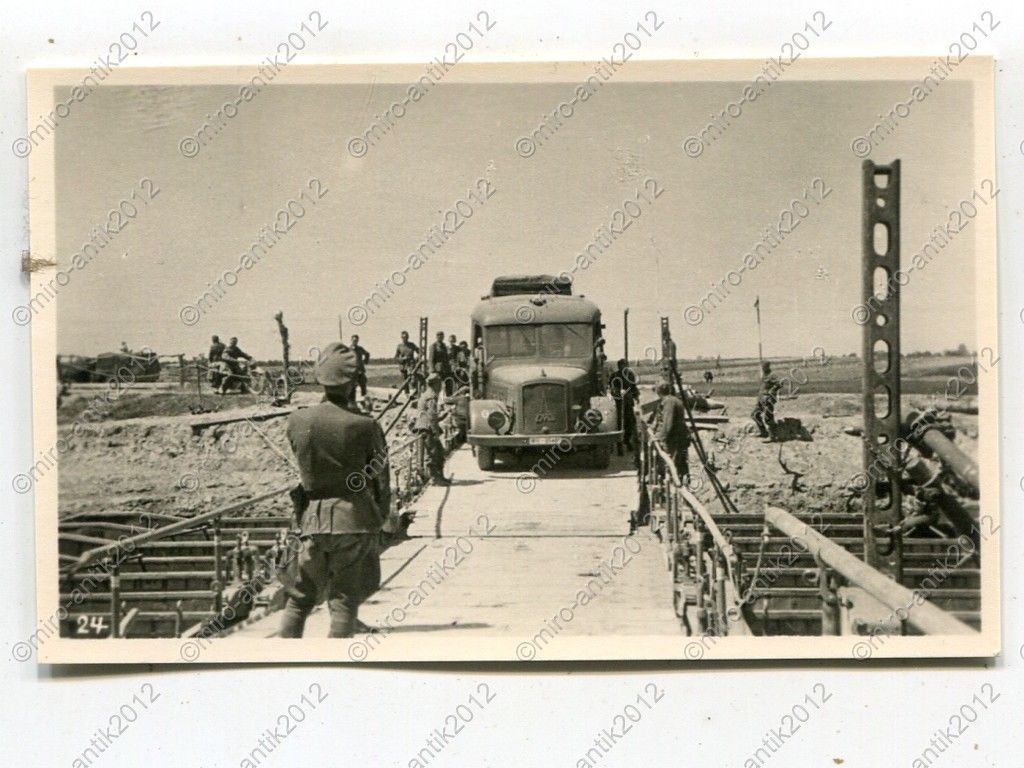 Foto, Wehrmacht, Bus, Omnibus, Brücke bei Bobrui