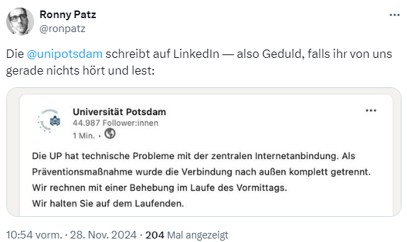 Uni Potsdam: Technische Probleme