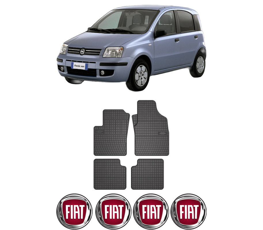 Set covorase presuri FIAT PANDA (169_) din 2003-2013, auto, din cauciuc thermoplastic, 4 Stickere auto cu FIAT
