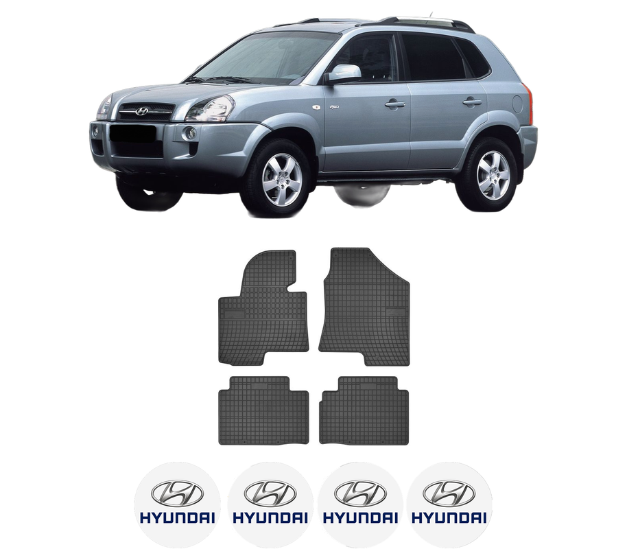 Set covorase presuri HYUNDAI TUCSON (JM) din 2004-2012, auto, din cauciuc thermoplastic, 4 Stickere auto cu HYUNDAI