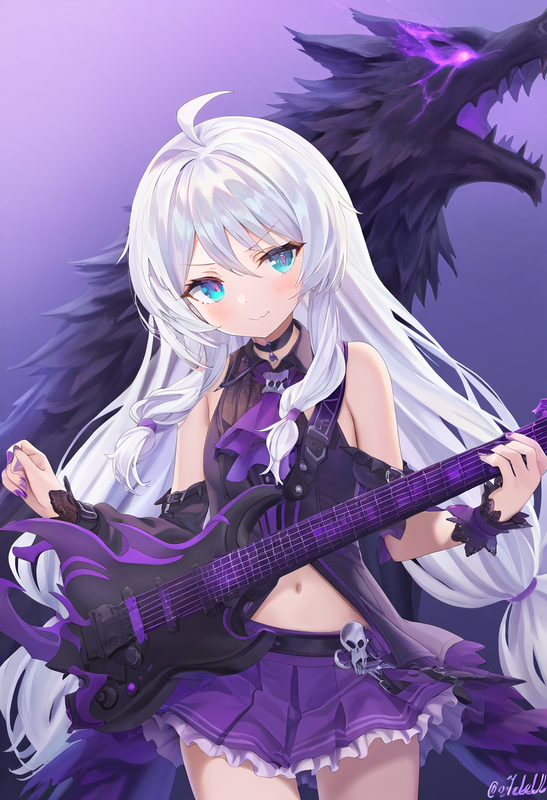 1girl, stella_unibell, soulworker, artist_torino,  ahoge, black choker, silver h s-3841184897