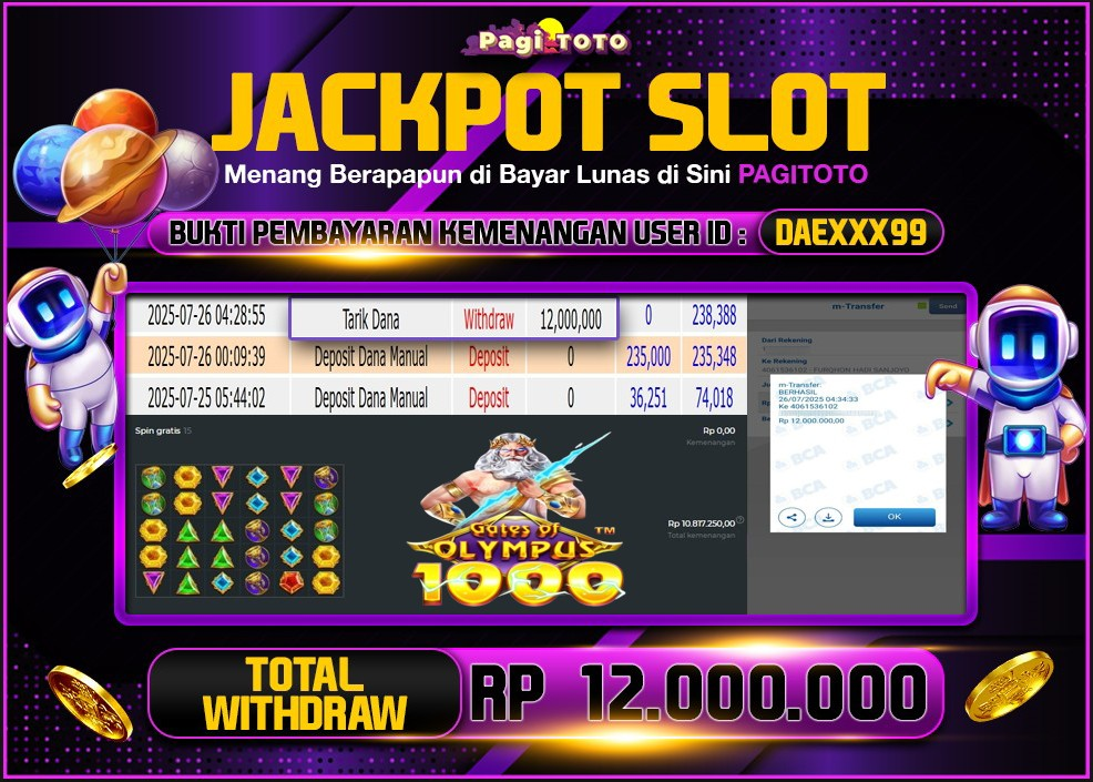 HAPPY JACKPOT MEMBER PAGITOTO SLOT GATES OF OLYMPUS 1000 Rp 12.000.000-, - LUNAS
