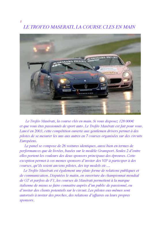 Masérati Troféo  Catalogue PDF