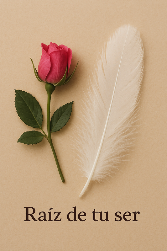 Capullo de rosa y pluma