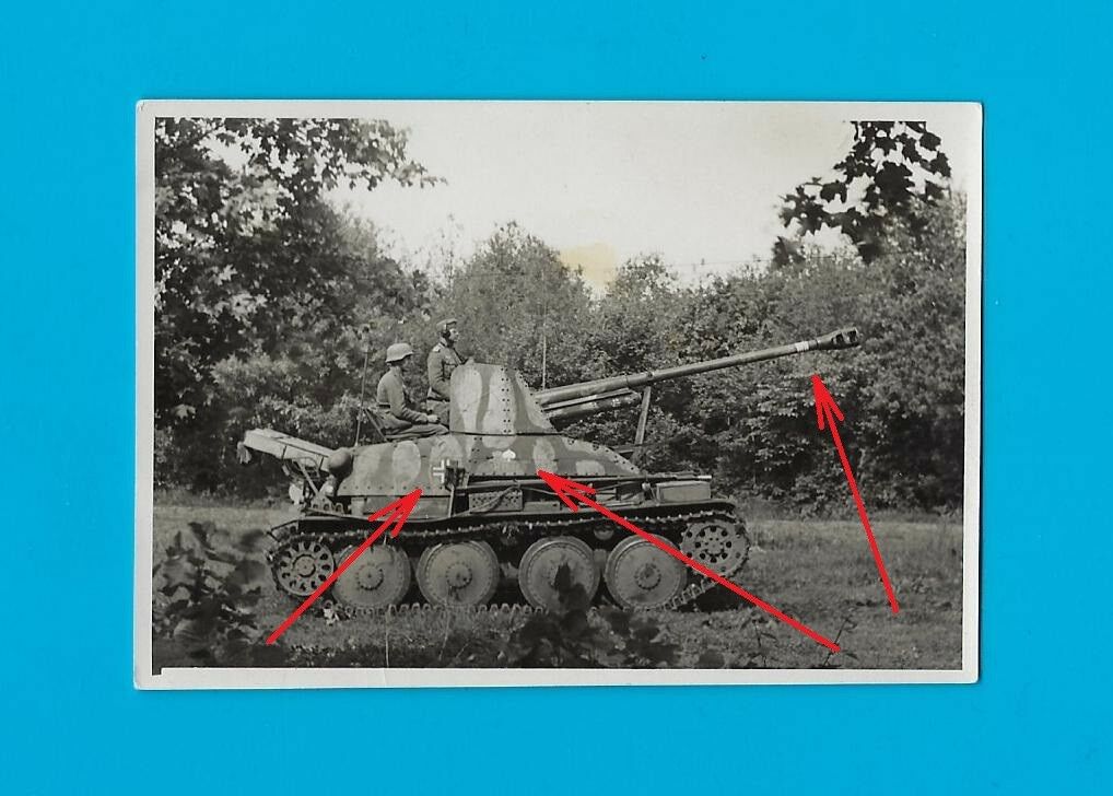 orig. Foto, Panzerjäger Marder III mit Wappen, super camo, SdKfz