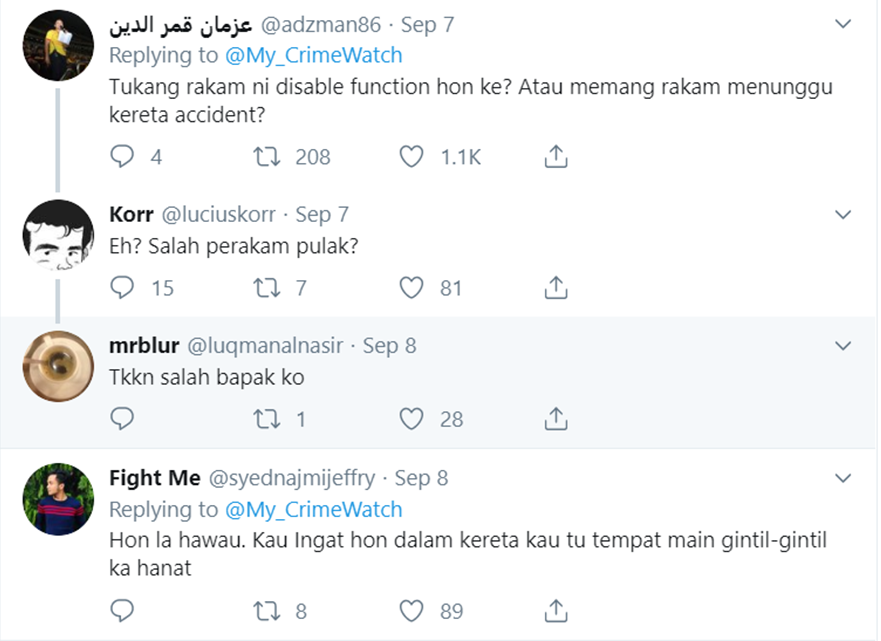 netizen marah kerana perakam tak hon 