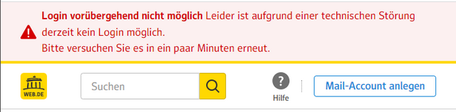 Web.de Störungsmeldung