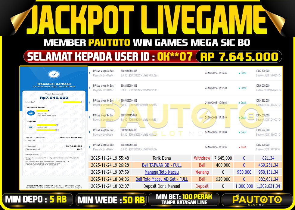 BUKTI JACKPOT LUNAS PAUTOTO