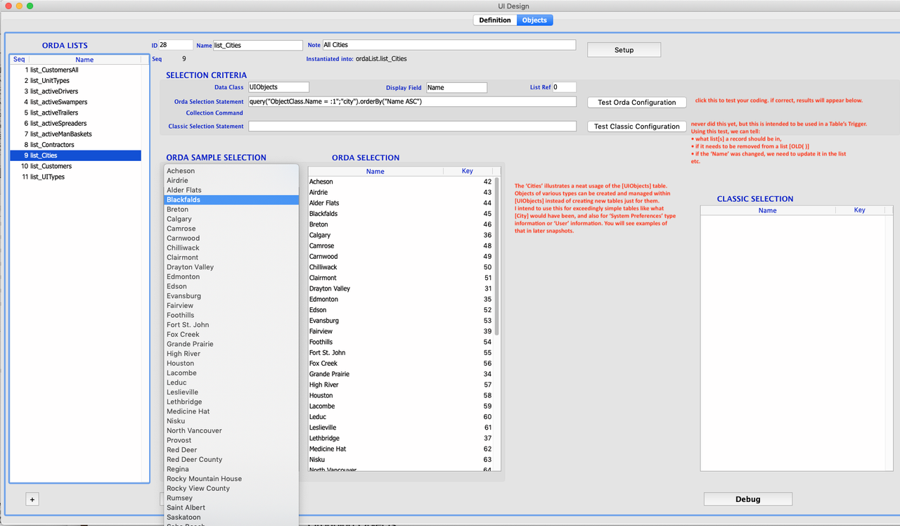 11 UI Design - ordaList Object with sample display of results