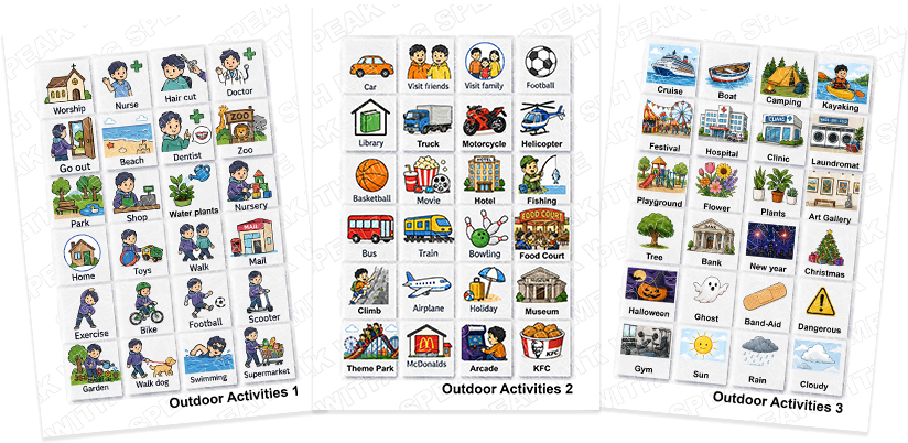 Outdoor Activities card set pages